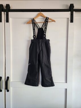 Kamik Black Kids Snow Overalls with Branded Adjustable Suspenders